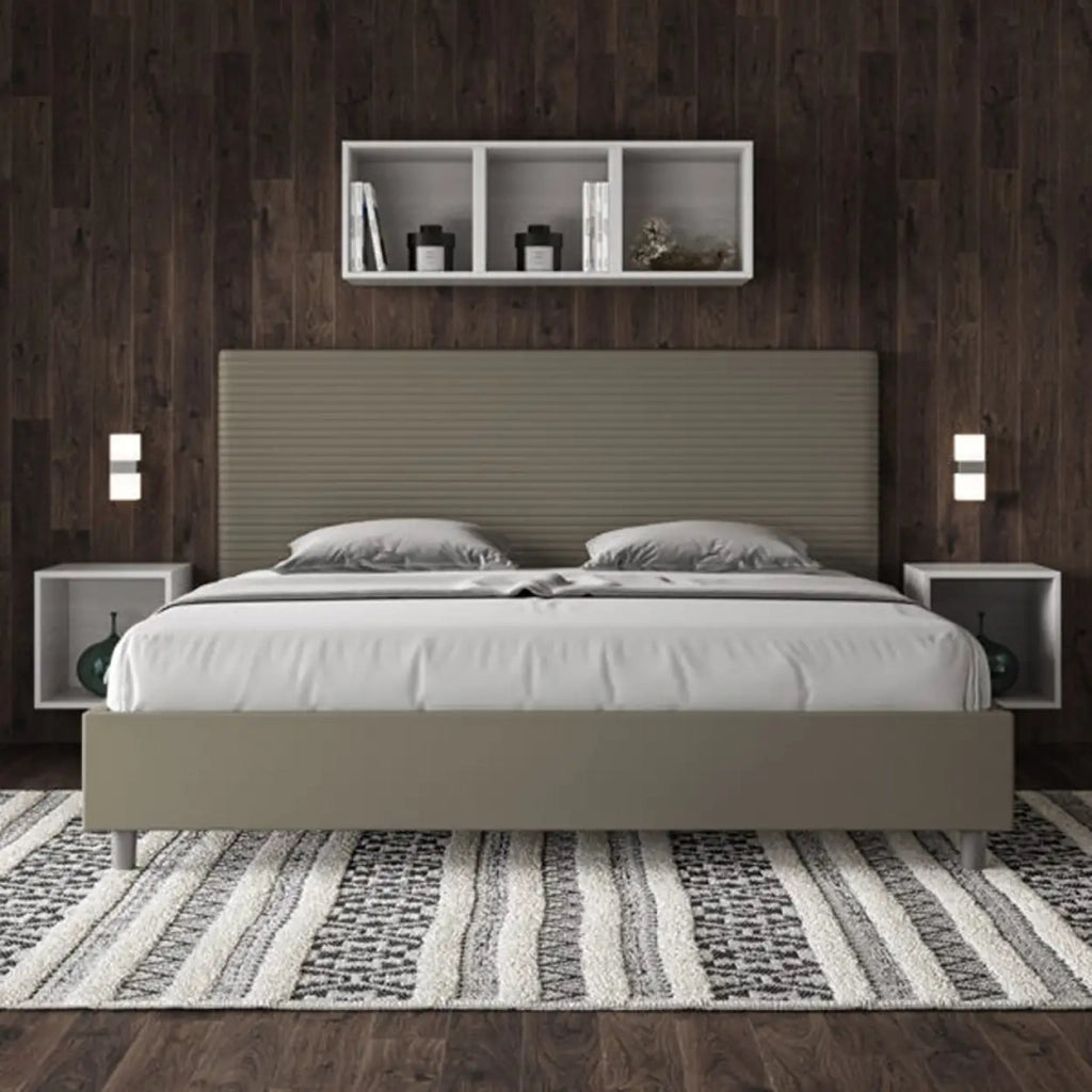Letto contenitore imbottito 180x190 similpelle cappuccino Focus