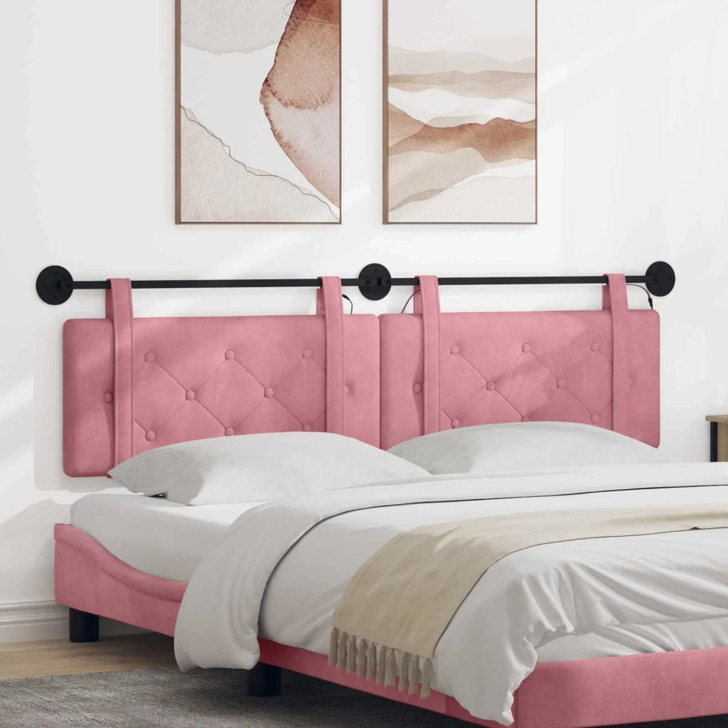 Testiera | Testata sospesa Con luce LED Rosa Velluto