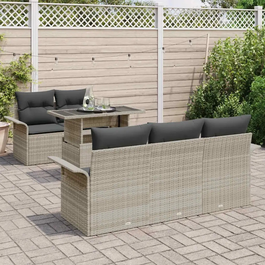 Set Divano da Giardino 6 pcs Grigio chiaro polyrattan 3348198
