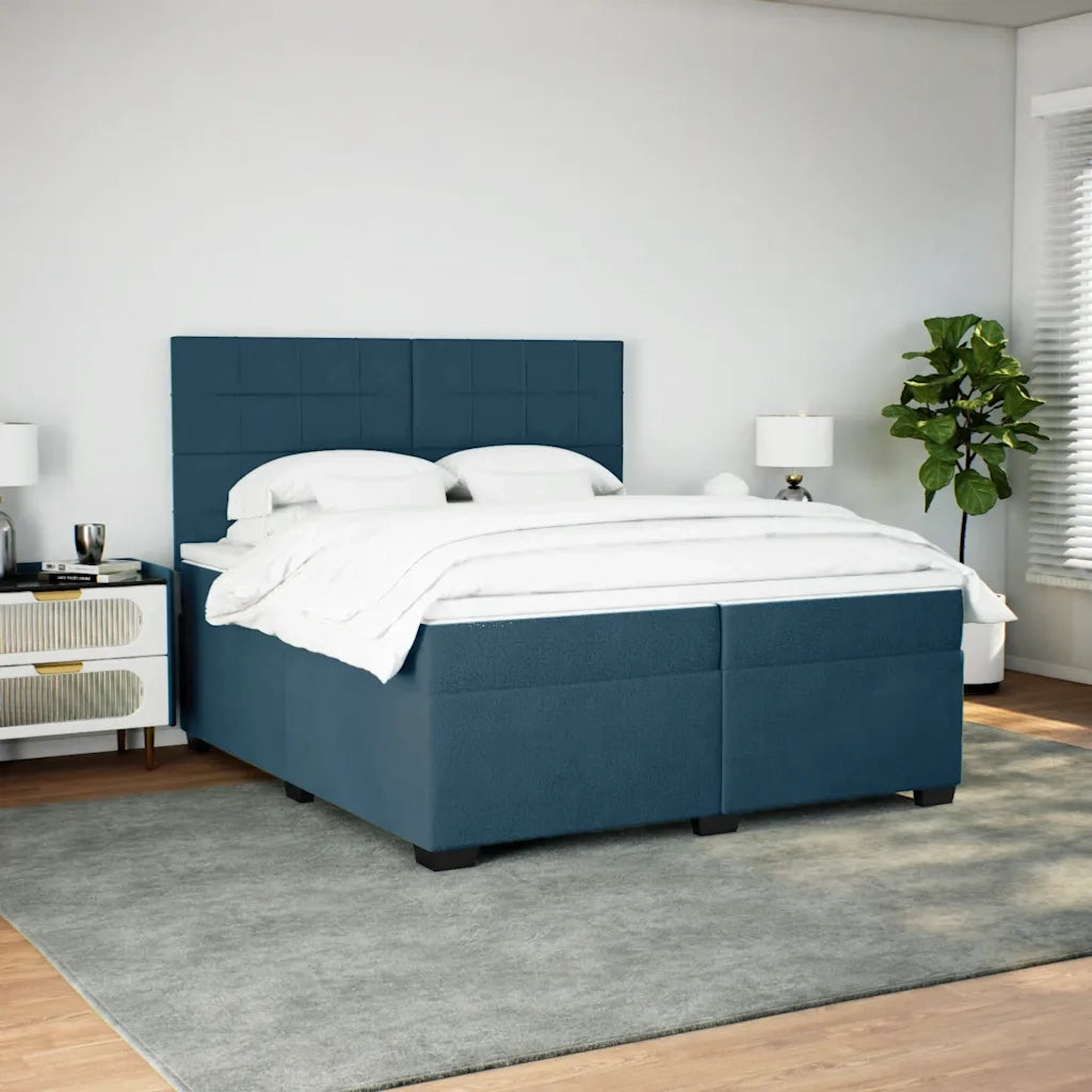 Giroletto a Molle con Materasso Blu 200x200 cm in Velluto