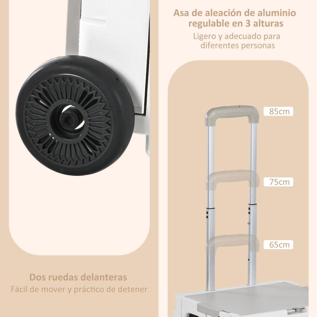Carrello per la spesa con 2 ruote e manico regolabile ¨C Minimal ¨C 41,5x32,5x85 cm bianco