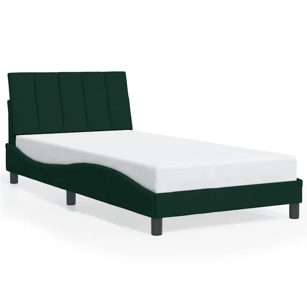 Giroletto con LED senza Materasso Hanko Verde Scuro 100x200 cm in Velluto