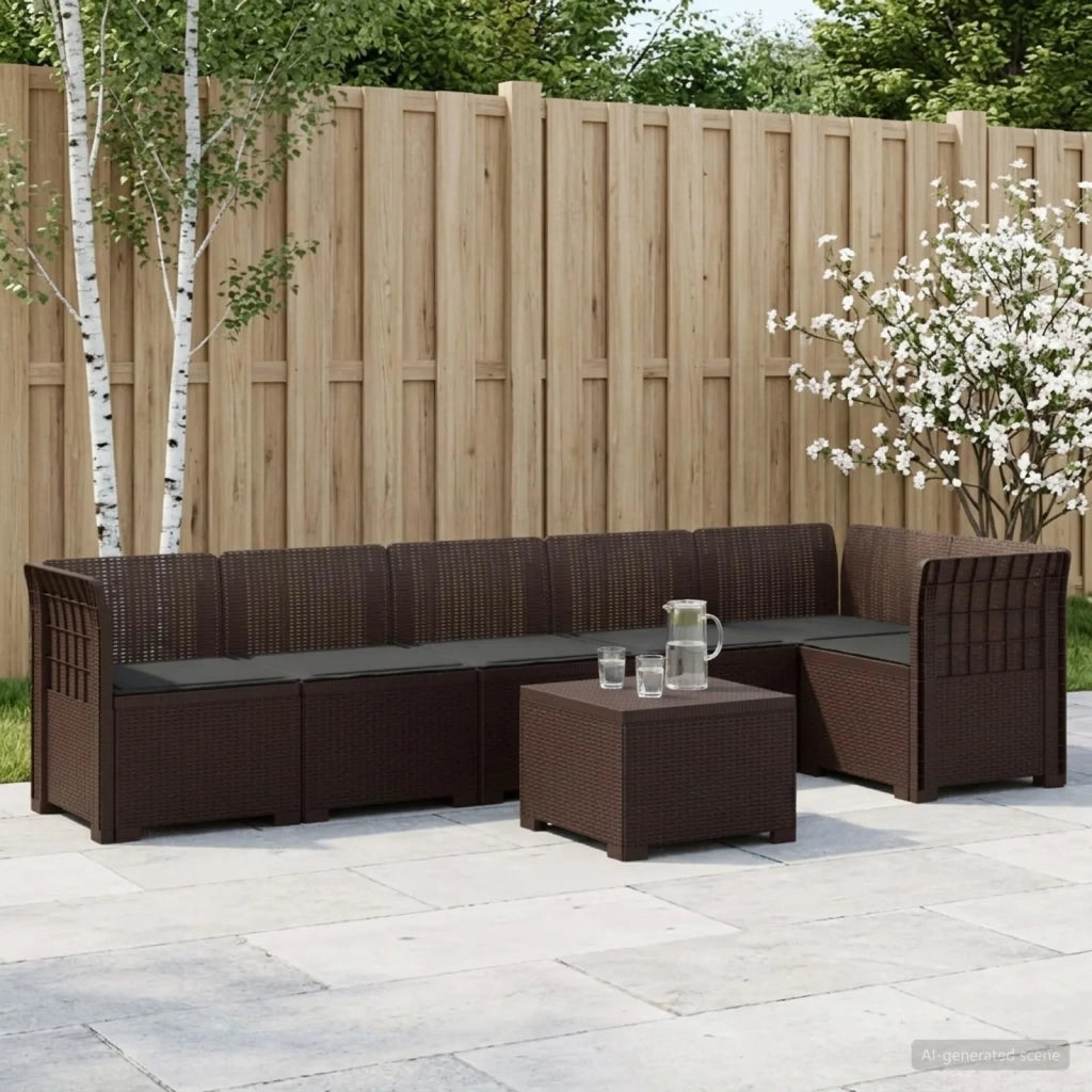 Divano da Giardino 6 Posti con Cuscini Aspetto Rattan PP 3444111