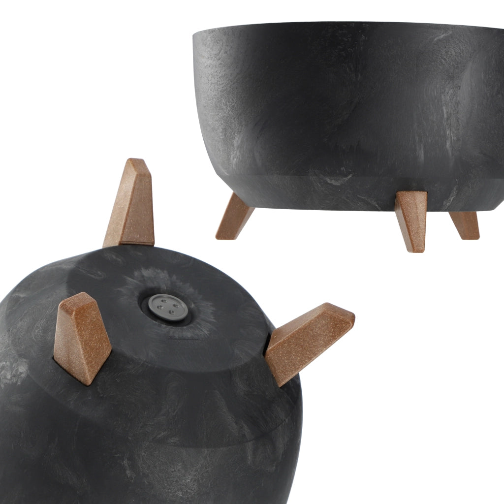 Vaso da fiori KADAX 47 cm con coperchio e piedini in sughero, colore nero.