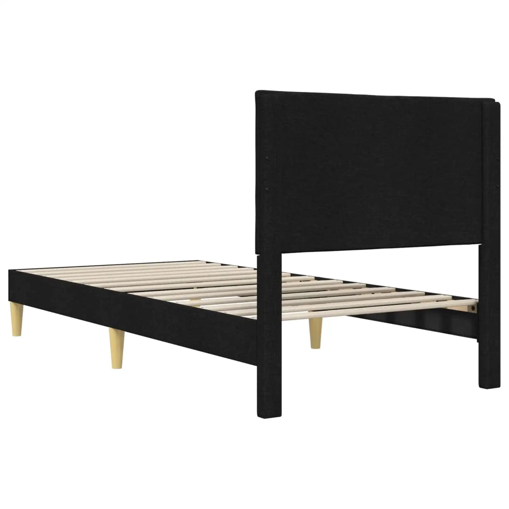 Struttura del letto con testiera-Giroletto Nero 90 x 190 cm Tessuto 297570