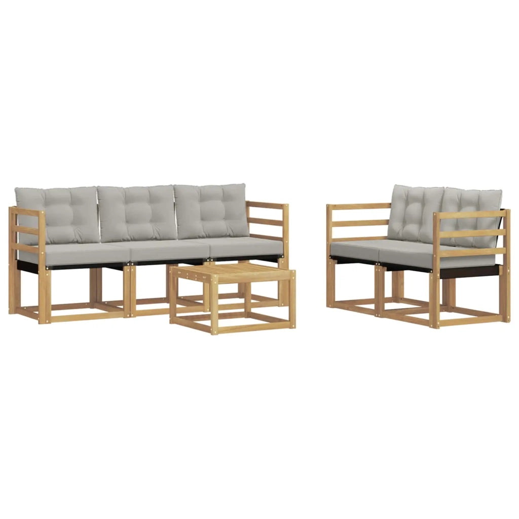 Set di divani da esterno 6 pz Bianco e Grigio Chiaro 3389201