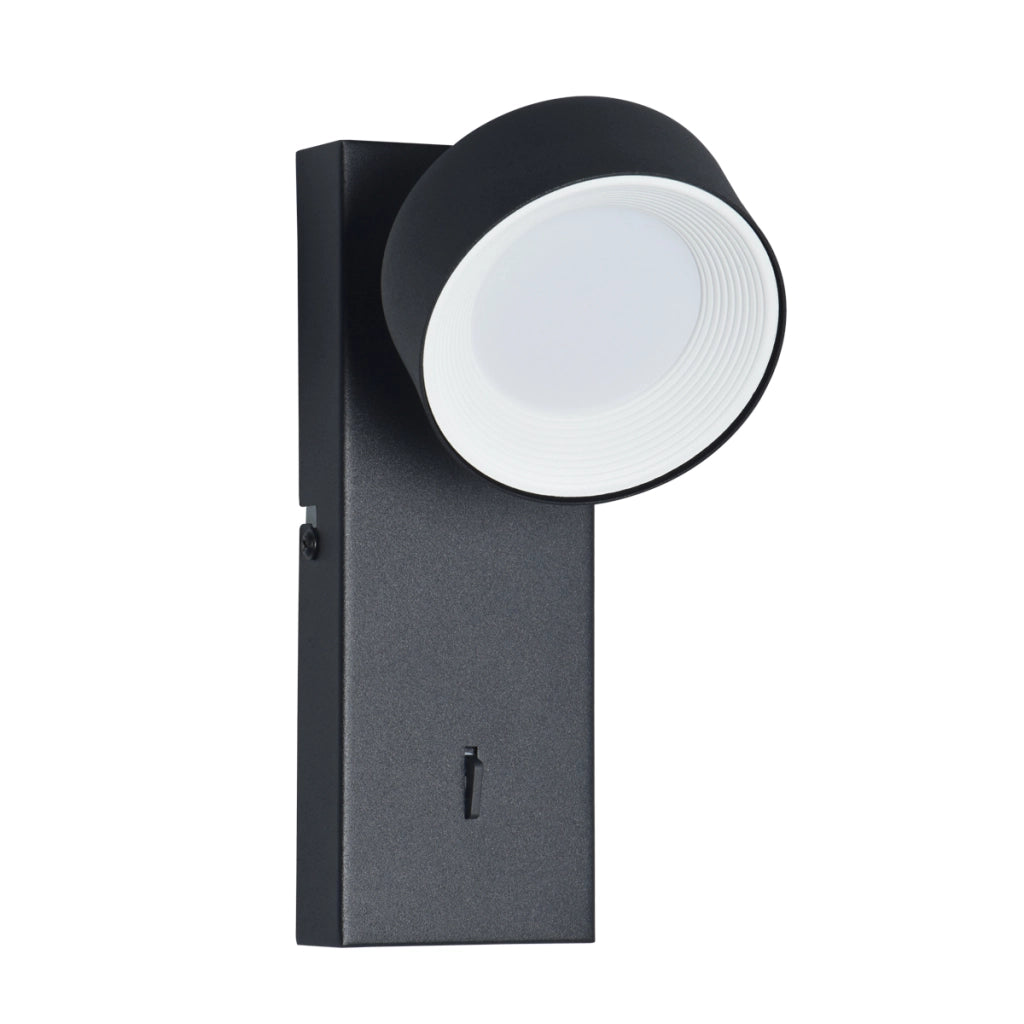 Applique moderna nera tonda LED 1,8W Italux interruttore
