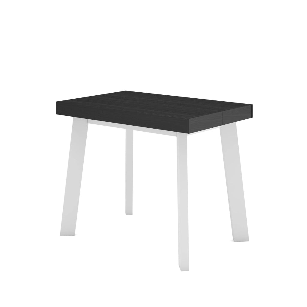 Consolle allungabile, 222x90x73cm, Per 10 persone, Gambe in legno, Nero RF3012