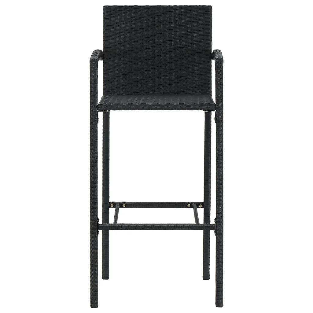 Set Bar da Giardino 5 pz Nero in Legno Acacia e Polyrattan