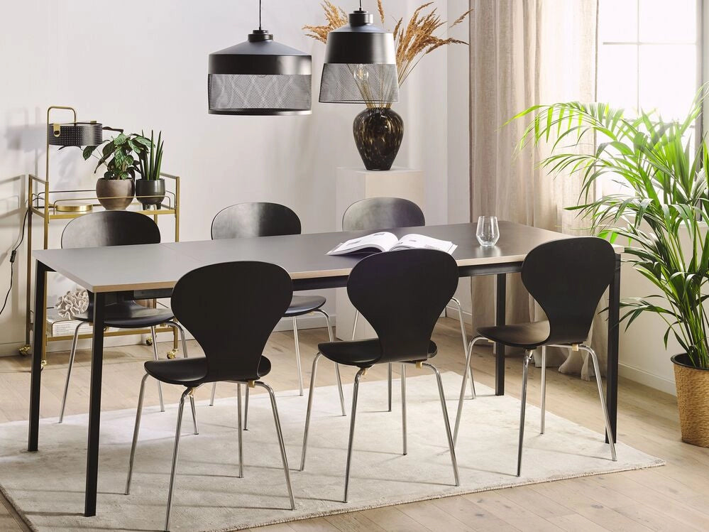 Tavolo da pranzo allungabile MDF Nero 140/190 x 90 cm moderno industriale