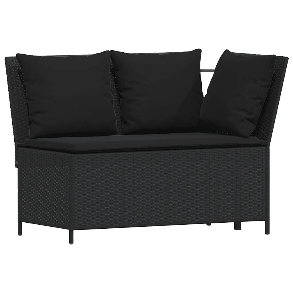 Set Divani da Giardino 4 pz con Cuscini Forma L Polyrattan Nero 3365325