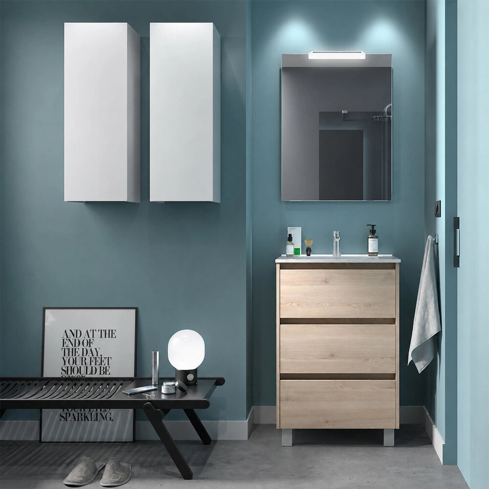Mobile bagno 60 cm rovere bali con lavabo ad incasso Gaya