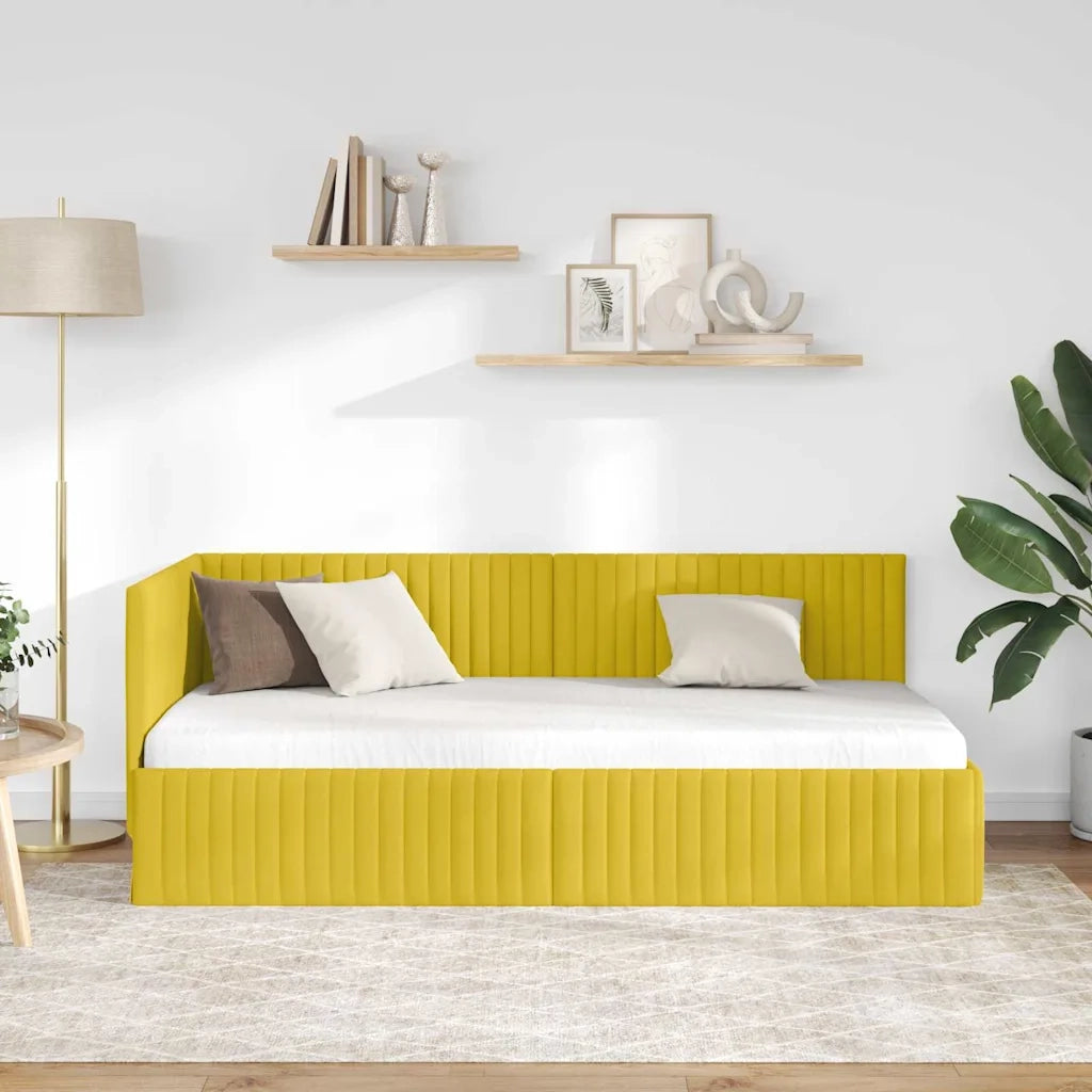 Cornice del letto ad angolo Giallo 90 cm x 190 cm Velluto 42016262