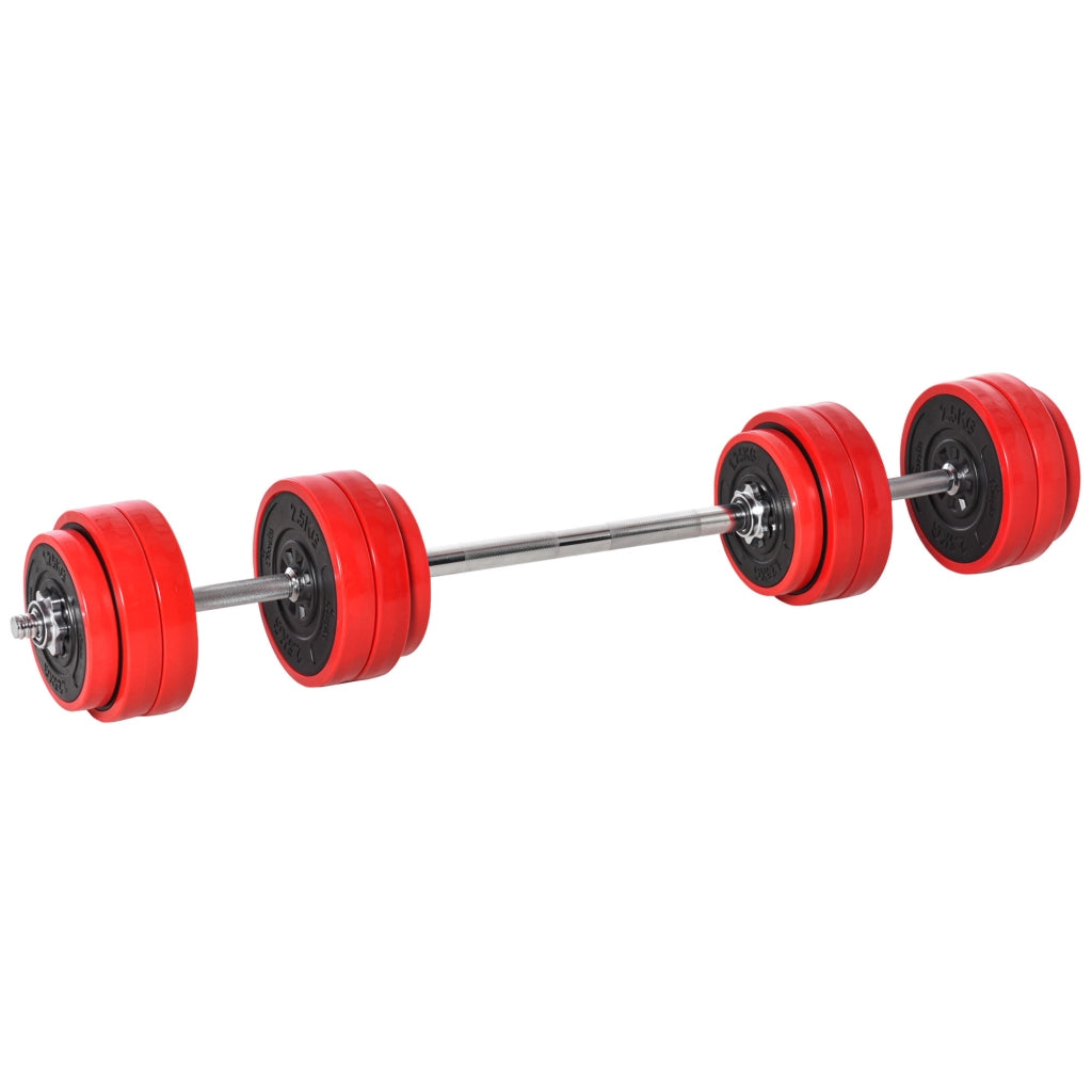 Set manubri 2 in 1 da 30 kg ¨C Minimal ¨C Rosso e nero