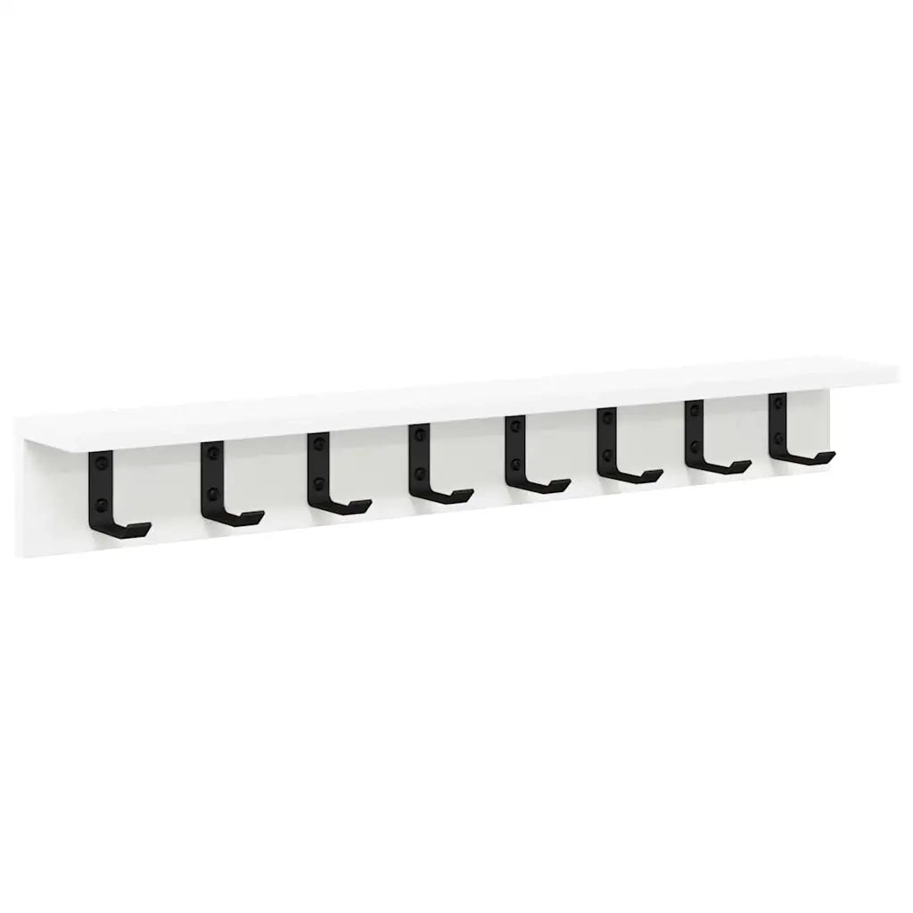 vidaXL Appendiabiti a muro con lo scaffale Bianco 80 x 10.5 x 10.5 cm
