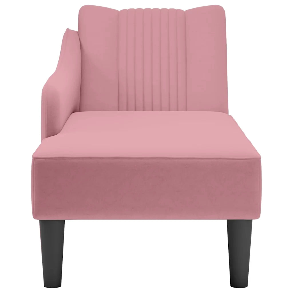Sdraio con Bracciolo Destro in Velluto Rosa 4009795