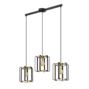 Lampada a sospensione design nero-oro 3xE27 Primero Italux