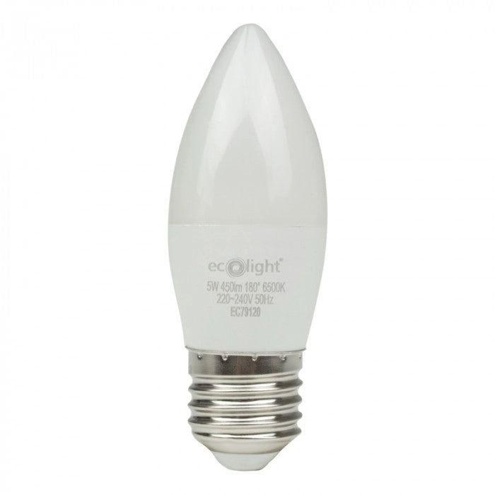 Lampadina LED candela E27 5W 450lm 6500K Ecolight