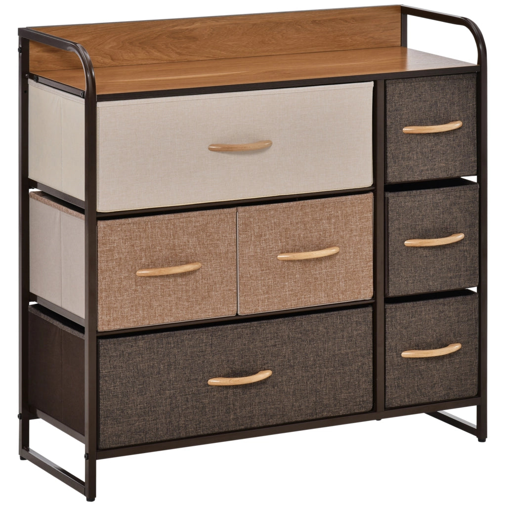 Cassettiera 7 Cassetti ¨C Xylo ¨C Tessuto e MDF, Multicolore 80x29x78.5cm