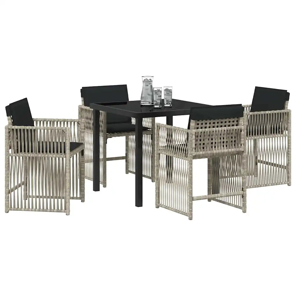 Set da Pranzo per Giardino 5 pcs Grigio chiaro polyrattan