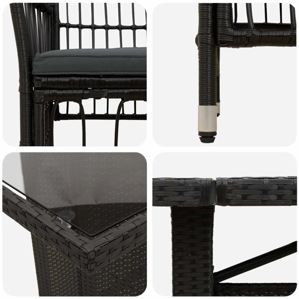 Set da pranzo per esterni 11 pz Nero polyrattan 3448945