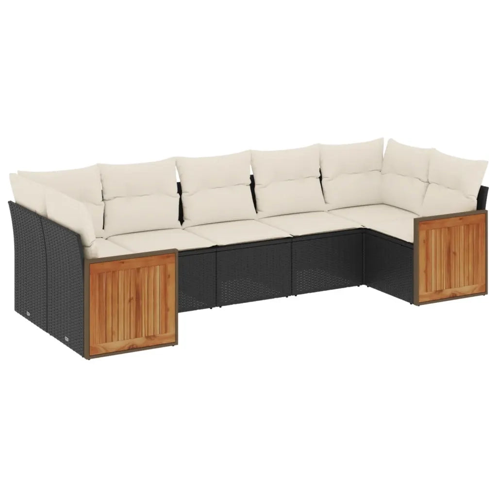 Set Divani da Giardino con Cuscini 7pz Nero Polyrattan 3227946