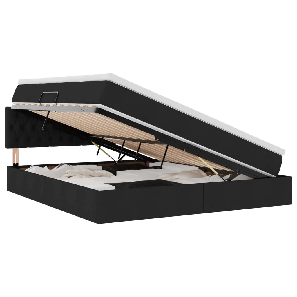 Letto con contenitore e materasso Nero 160 x 200 cm