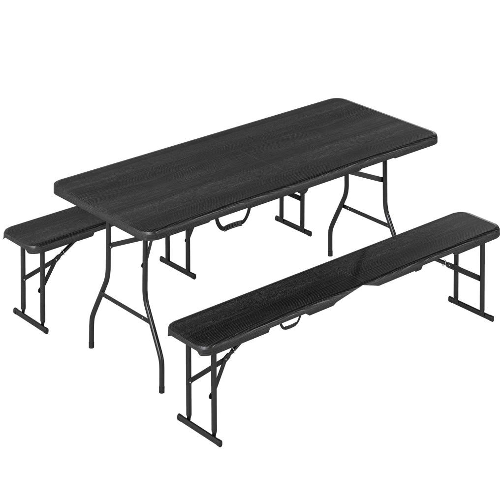 Tavolo da pranzo pieghevole con panche ¨C Minimal ¨C Nero 180 cm
