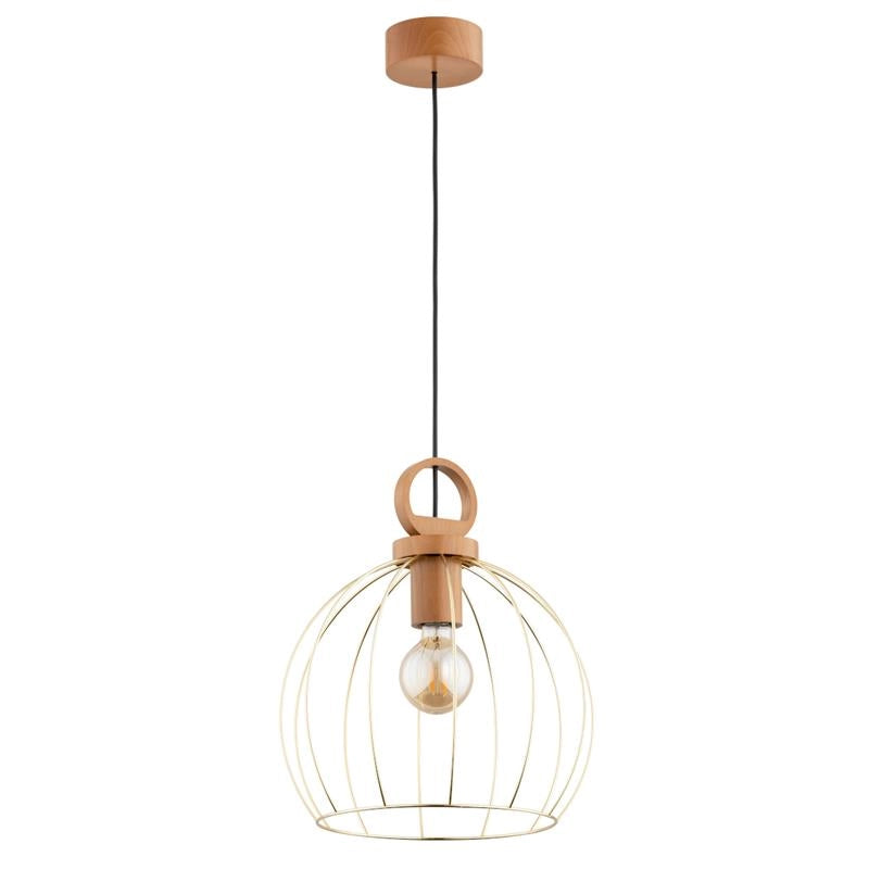 Lampada a sospensione legno oro AVATAR E27 15W Alfa