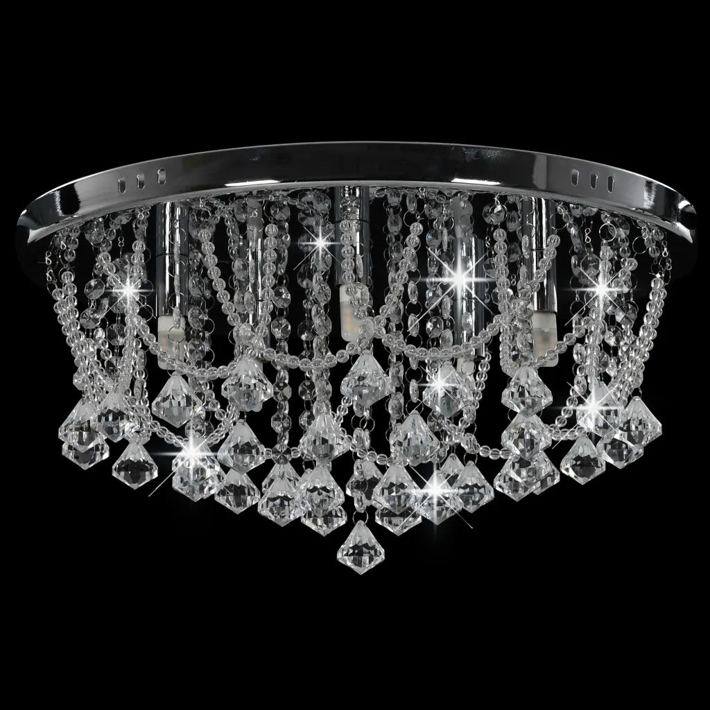 Lampadario Perle di Cristallo Argento Rotondo 4  Lampadine G9 281583