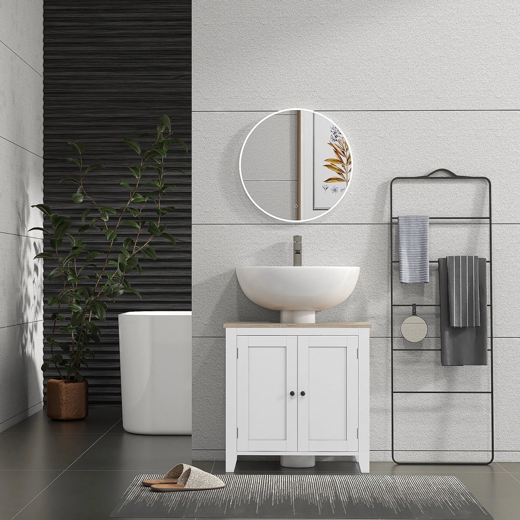 Mobile Sottolavabo con 2 Ante e Ripiano Regolabile ¨C Minimal ¨C 60x30x60 cm Bianco