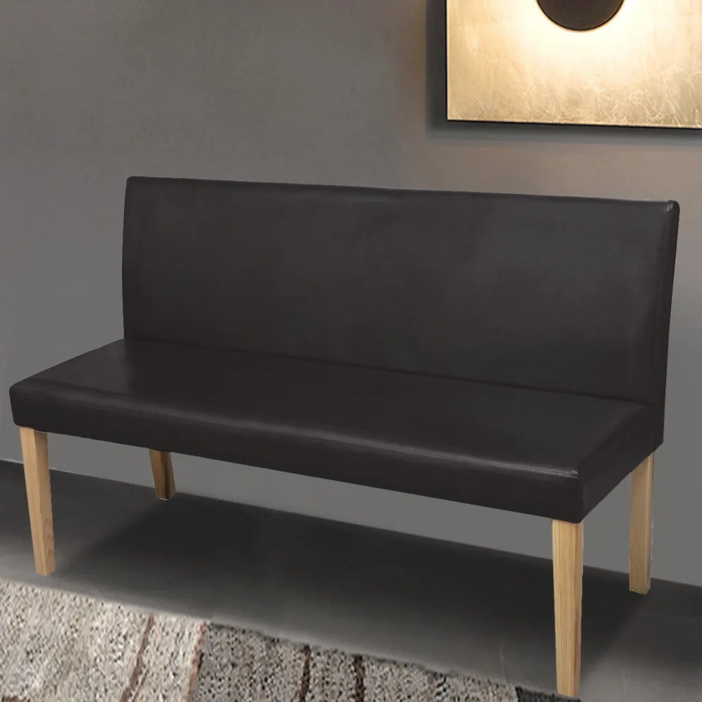 Panca-Sgabello 139,5 cm Marrone Scuro in Similpelle