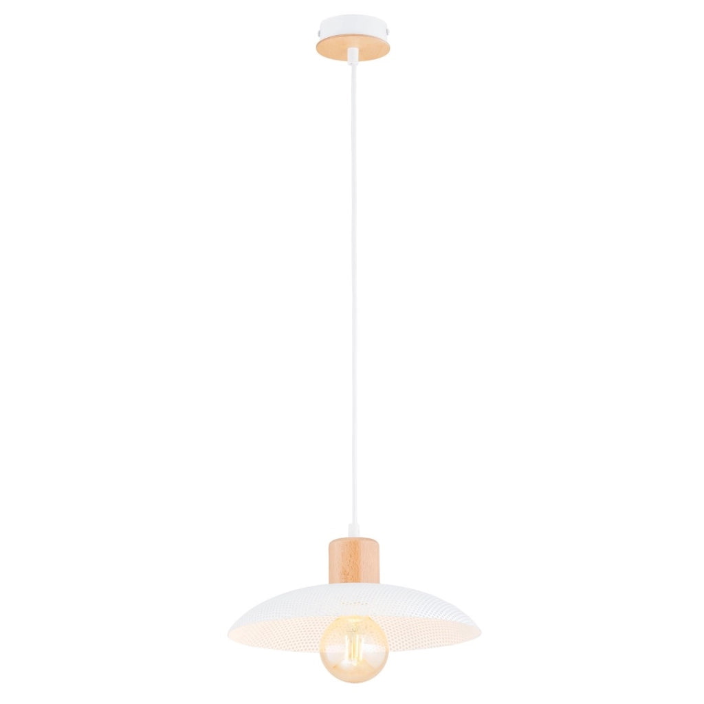Lampada a sospensione scandi bianca legno KOBE E27 Emibig