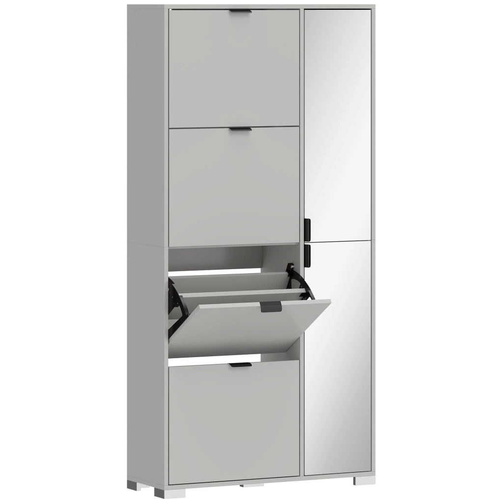 Scarpiera con Specchio e Cassetti Ribalta ¨C Minimal ¨C Grigio