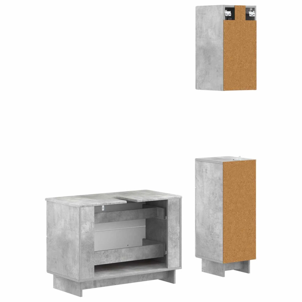 Set di armadietti da bagno in 3 pezzi EDE Grigio Cemento 3417741