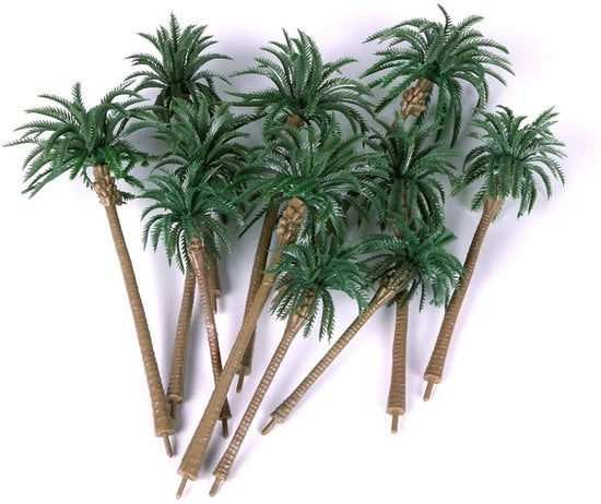 Coltivazione Kunstmatige Boom 15 Stuks - Modelli di Palma da Cocoglio - 5 Dimensioni 7,8/11/13/16 cm - Materiale Duraturo Kunststof - Disegno Realistico - Ideale per il Paesaggio - Miniatura di Albero