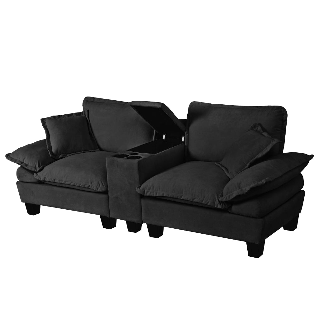 Divano Modulare con Contenitore e Cuscini ¨C MINIMAL ¨C Chenille, Nero