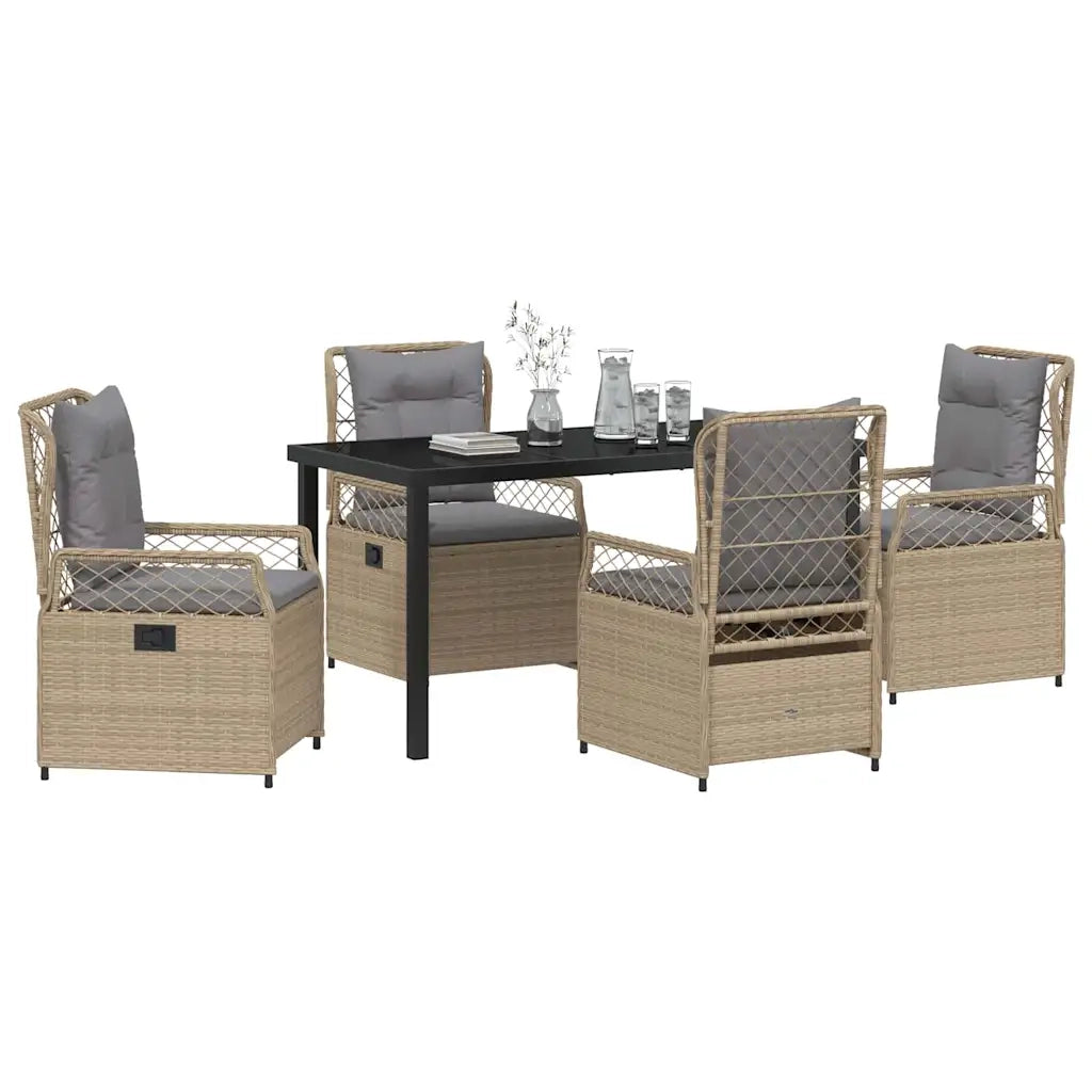 Set da Pranzo per Giardino 5 pcs Beige e Grigio Chiaro