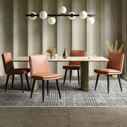 Set 4 sedie da pranzo - Xylo - PU marrone con doppio cuscino