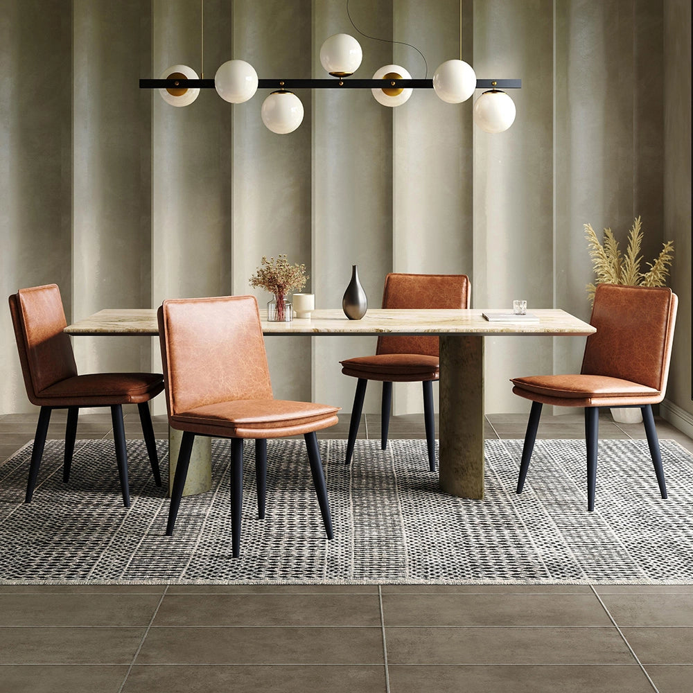 Set 4 sedie da pranzo - Xylo - PU marrone con doppio cuscino