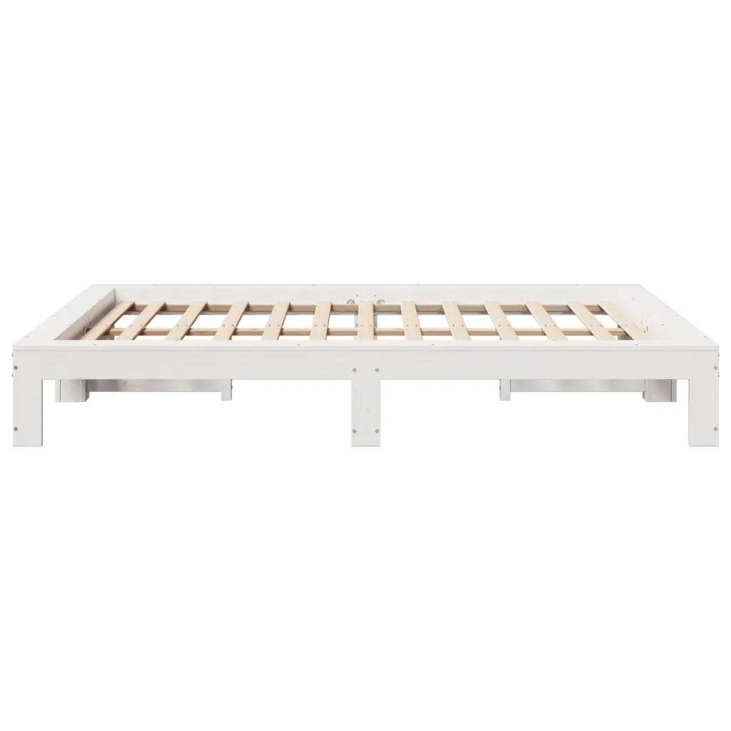 Letto senza Materasso-Struttura Letto Bianco 150x200 cm Legno Massello di Pino 249948