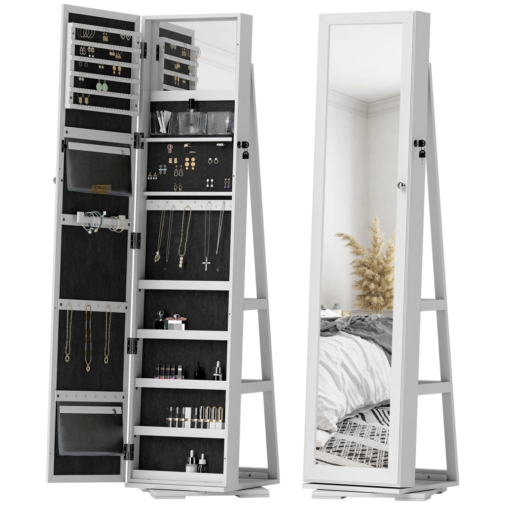 Armadio per gioielli con specchio ¨C Minimal ¨C in legno bianco