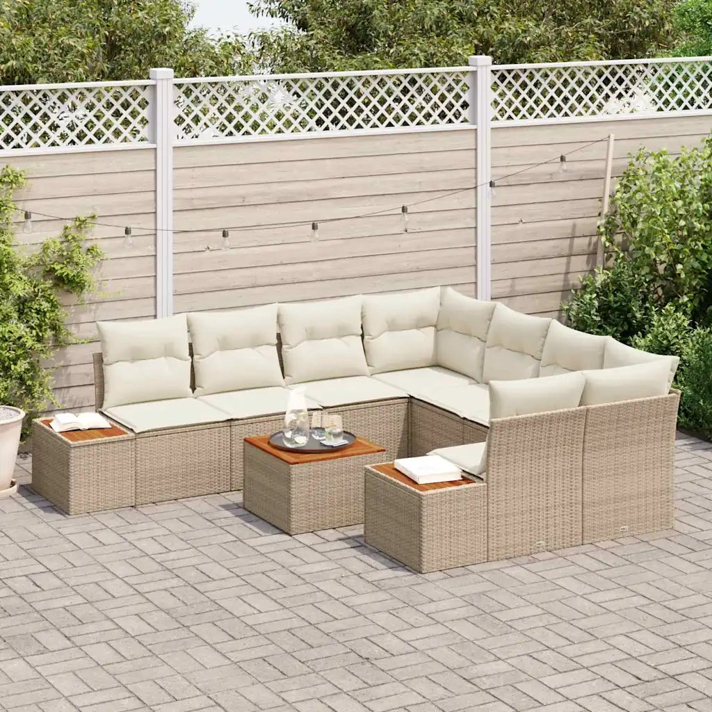 Set Divano da Giardino 9 pcs Beige Poly Rattan 3356726