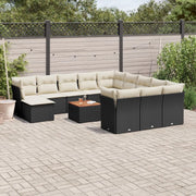 Set Divani da Giardino 13pz con Cuscini Nero in Polyrattan 3223984