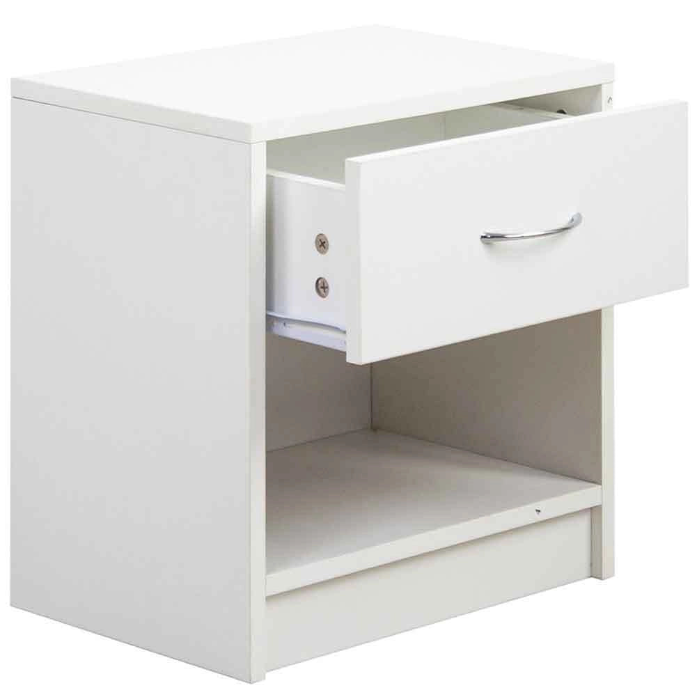 Cassettiera Mobile Comodino Cassetto e Ripiano Inferiore Semplice Design Minimal