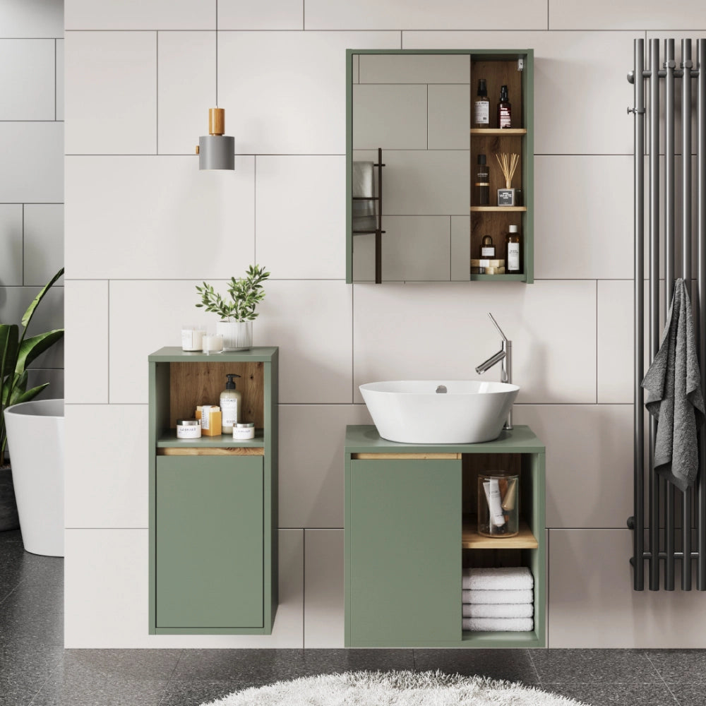 Vicco Set di mobili da bagno Verde/Artigianale 3 parti