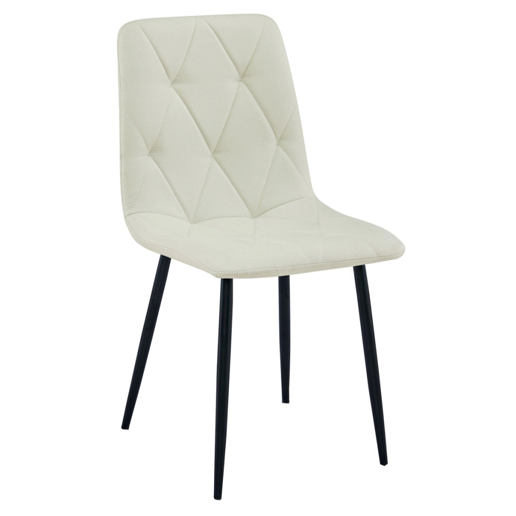 Sedia Libra beige imbottita con gambe in metallo nero