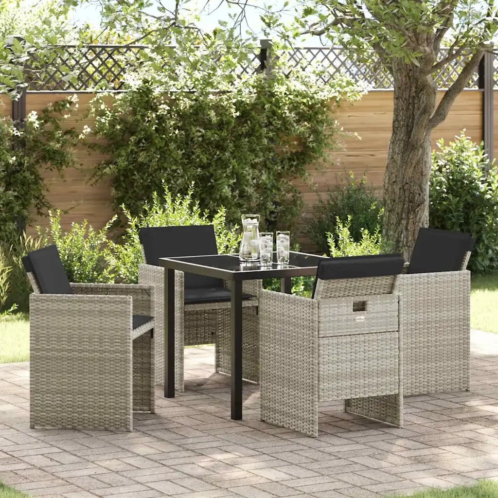 Set da Pranzo per Giardino 5 pcs Grigio chiaro polyrattan