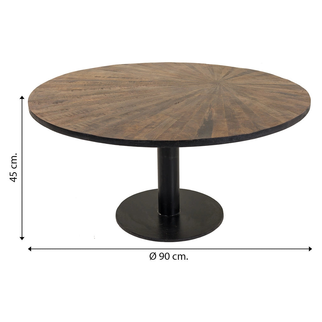 Tavolino in legno e metallo marrone 90x90x45h
