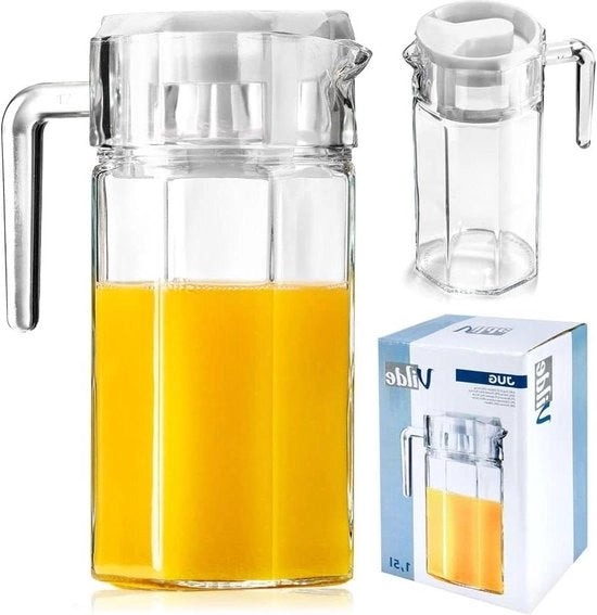 Karaf in vetro con coperchio e imbuto - 15 litri - caraffa per acqua e tè